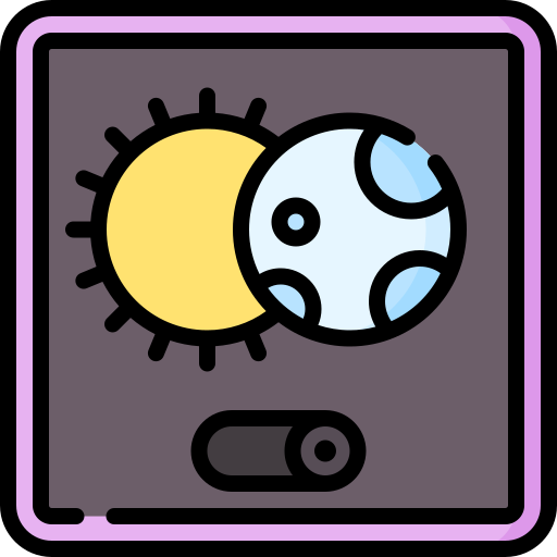 ícone contendo um sol e uma lua para representar a troca para o modo escuro